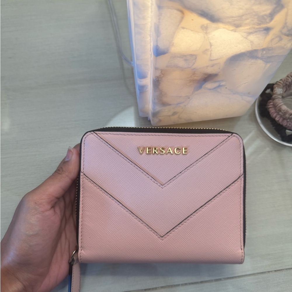 Versace Pink Quilted Saffiano Leather Wallet